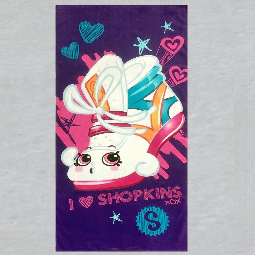 Shopkins Sneaky Beach Towel measures 28 x 58 inches
